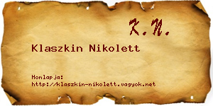 Klaszkin Nikolett névjegykártya